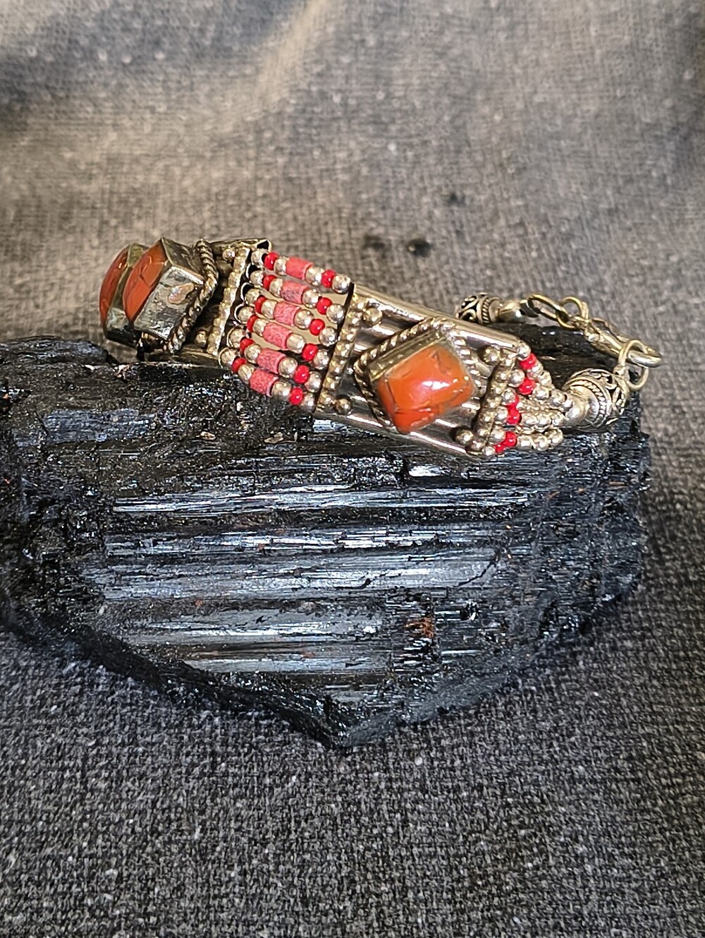 Handcrafted Orange Stone Beaded Women's Bracelet